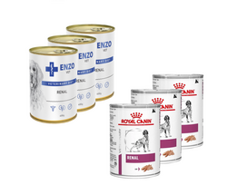 ROYAL CANIN Renal Canine 3x410g skardinė + ENZO VET Inkstų dietos inkstų ligoms gydyti su jautiena šunims 3x400g