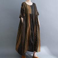 Moteriška vasarinė suknelė plius dydžio paplūdimio sarafanas lininė bohemiška gėlėta mada moteriai Vestidos laisva kasdieniška ilga suknelė didelio dydžio One Size ruda