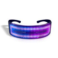 LED vakarėlio akiniai BT programėlės valdymas LED šviečiantys akiniai Mirksintys švytintys šviesūs akiniai USB juoda