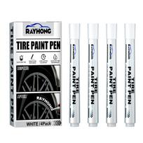 4pcs Tire Paint Marker Pen Waterproof White Marker Pens Paint Cleaner Auto Rubber Tyre Paint Pen Metal Permanent Paint Marker