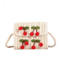 Cute Straw Crossbody Bags Sweet Cherry Women Weaving Handbags Stylish Shoulder Bags balta