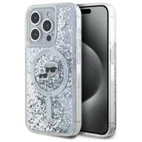 Karl Lagerfeld KLHMP15XLGKCSGH iPhone 15 Pro Max 6.7" transparent hard case with liquid glitter, Karl AND Choupette design, MagSafe compatible