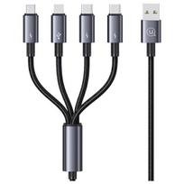 USAMS 4-in-1 Cable 2xUSB-C/Lightning/Micro-USB 15W 1.2m Aluminum Alloy Data Cable Sufeng Series SJ739USB101 (US-SJ739)