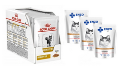 ROYAL CANIN Urinary S/O 12x85g dalelės padaže + ENZO VET šlapalas su jautiena želė katėms 3x100g