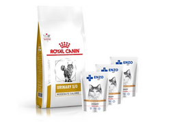 ROYAL CANIN Urinary S/O Moderate Calorie UMC 34 400g + ENZO VET šlapalas su jautiena želė katėms 3x100g