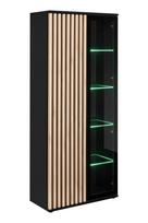 Vitrina su LED apšvietimu Cameron, ąžuolo/juoda