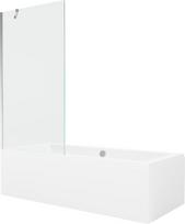 Vonia Mexen Cube su apdaila ir stiklo sienele, 180x80 cm + 90 cm, White+Chrome/Transparent
