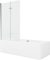 Vonia Mexen Cube su apdaila ir stiklo sienele, 180x80 cm + 100 cm (II), White+Chrome/Transparent