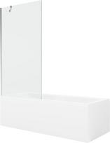 Vonia Mexen Cubik su apdaila ir stiklo sienele, 150x70 cm + 90 cm, White+Chrome/Transparent