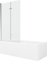 Vonia Mexen Cubik su apdaila ir stiklo sienele, 150x70 cm + 100 cm (II), White+Chrome/Transparent