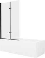 Vonia Mexen Cubik su apdaila ir stiklo sienele, 160x70 cm + 100 cm (II), White+Black/Transparent