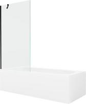 Vonia Mexen Vega su apdaila ir stiklo sienele, 150x70 cm + 90 cm, White+Black/Transparent
