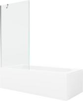Vonia Mexen Vega su apdaila ir stiklo sienele, 160x70 cm + 90 cm, White+Chrome/Transparent