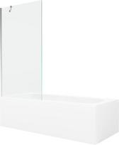 Vonia Mexen Vega su apdaila ir stiklo sienele, 180x80 cm + 90 cm, White+Chrome/Transparent