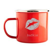 Raudonas, metalinis puodelis „Bučkis“ (500ml)