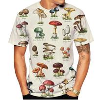 Vasaros retro grybų 3D spausdinti marškinėliai Gatvės drabužiai Vyriški mados Harajuku Kasdieniai dideli marškinėliai O kaklo marškinėliai Marškinėliai Tops Clot L