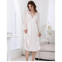 Mulberry Silk Deep V kaklo naktiniai marškiniai permatomos rankovės Satino apatinis trikotažas Vasariniai naktiniai marškinėliai Moteriška naktinė suknelė Naktiniai marškiniai miegui M