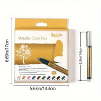 Metalinės spalvos žymekliai, 10 vnt. rinkinys, Vandeniui atsparūs, Įvairių spalvų, Vidutinio galiuko, Plastikiniam paviršiui, Kortelių gamybai, Scrapbookingui ir „pasidaryk pats“ albumams 10 Colors