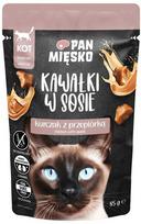 PAN MIĘSKO Gabaliukai padaže vištiena su putpele - šlapias kačių maistas - 85g