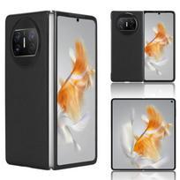 Telefono dėklas Huawei Mate X3 Dangteliai su odiniu lopiniu Litchi raštas Atsparus smūgiams buferis Apsaugantys nuo kritimo dėklai for Huawei Mate X3 juoda