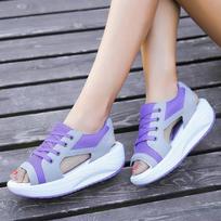 Women's Large Size Mesh Sandals Shoes Casual Sponge Cake Thick Bottom Fish Mouth Strap Beach Sandals 35-42 35 violetinė