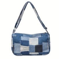 Canvas Crossbody Bags Denim Handbags For Women, Adjustable Shoulder Strap, Blue, tamsiai mėlyna spalva