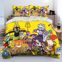Cuphead and Mugman,Game Gamer Comforter Bedding Set,Duvet Cover Bed Set Quilt Cover Pillowcase,King Queen Size Bedding Set kids 70x133cm 2pcs