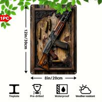 Senovinis AK-47 šautuvų atspaudų metalinis ženklas, 1 vnt. Atspari oro sąlygoms plokštelė, universali namams, įspūdinga siena. 20x30cm šokoladas