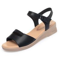 Vasarinės minkštos odos moteriškos basutės Madingi pleištai Minkšta apačia Patogūs laisvalaikio mamos batai atviri, neslystantys sandalai 35(Foot22.5cm)