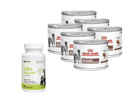 ROYAL CANIN Recovery 6x195g skardinė + LAB-V Calm Support - streso ir elgesio sutrikimų simptomų palaikymas 45 kapsulės
