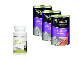 Miamor VitalDrink su antimi 3x135ml + LAB-V Calm Support - streso ir elgesio sutrikimų simptomų palaikymas 45 kapsulės