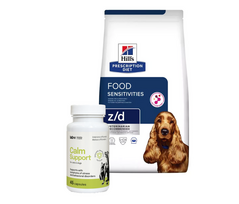 HILL'S PD Prescription Diet Canine z/d Jautrumas maistui 10kg + LAB-V Calm Support - streso ir elgesio sutrikimų simptomų palaikymas 45 kapsulės