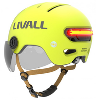 Livall L23 geltonas šalmas 54-58cm su LED/SOS apsauginiu stiklu