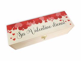 Užsegama vyno dėžė su spauda „Su Valentino diena“