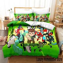 3D animacinis Ben10 antklodės užvalkalas su pagalvės užvalkalu, patalynės komplektas, viengulis, dvigulis, dvivietis, pilnas, karališkas, karališko dydžio lovos komplektas miegamojo dekorui EU Single 135x200cm