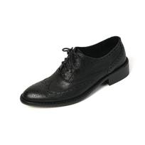 Suvarstomi brogue bateliai moterims, vintažiniai oksfordai, plokščiapadžiai bateliai moterims, karvės odos, moteriški plokščiapadžiai bateliai, retro stiliaus, žemas kulnas, britiško stiliaus, kokybiški oksfordai 34 ruda