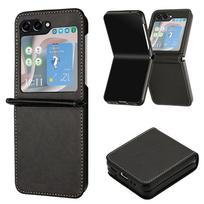Dėklas Samsung Galaxy Z Flip 6 5 4 3 Prabangus atverčiamas piniginės dėklas PU oda Kortelių lizdas Stovas Apsauginis dangtelis Z Flip3 juoda