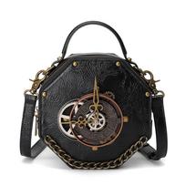Moteriška odinė retro kurjerio krepšys Steampunk stiliaus rankinė per petį Lolita gotikos kostiumui Vintažinis darbinis krepšys per petį