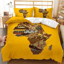 African Duvet Cover Microfiber Ethnic Afro Twin Bedding Set African American Comforter Cover Orange Ancient Desert Quilt Cover EU single(135x200cm)