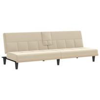Sofa-lova su puodelių laikikliais vidaXL, smėlio spalvos