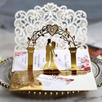 10 Pack Wedding Invitations Anniversary 3D Pop Up Cards with Unique Bride & Groom Holding Hand Design for Bride and Groom in Wedding Party