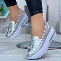 Moteriški batai Slydimo ant platformos Batai laisvalaikiui Moteriški sportbačiai Vasariniai sportiniai Sneaker Chaussure Femme Minkšti vulkanizuoti batai Loafers 36 sidabras