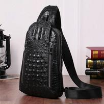 Krokodilo odinis krūtinės krepšys Vyriškas krepšys juosmens krepšys Trend odinis pečių krepšys laisvalaikio mados vienspalvis 30cm*6cm*20cm juoda