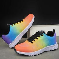European and American Candy Colored Sports Shoes 2024 New Flat Bottomed Casual Mesh Breathable Vulcanized Women's Sports Shoes 36