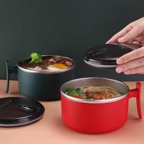 Nešiojamas 304 nerūdijančio plieno pietų dubenėlis studentams ir biuro darbuotojams instant noodle bowl matinė juoda spalva