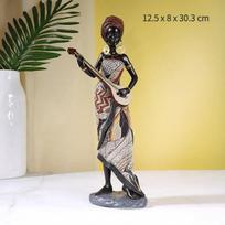 Dervos Afrikos juodaodžių moterų figūrėlės Vintažinis meno amatas Charakterio statulėlė Retro namų dekoracija Stalo ornamentai interjerui beige
