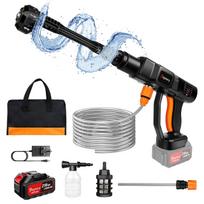 DayPlus belaidis aukšto slėgio ploviklis, 3000 PSI nešiojamas aukšto slėgio ploviklis, lengvas purškimo ploviklis su reguliuojamu 6-in-1 antgaliu Battery Powered