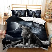 Karališko dydžio miegamojo patalynės komplektas dvigulei lovai 3D spauda bohemiškas elnias mėnulis, vilkas patalynė 2 asmenims 240x260 antklodės užvalkalas+pagalvės užvalkalas 70x133cm 2pcs