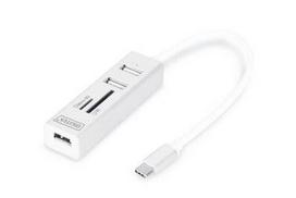 DIGITUS USB 2.0 Type C HUB with Cardreader 3x USB 2.0. 1x SD 1x MicroSD Port Aluminium housing
