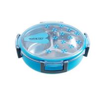 School Picnic Food Fruit 3 Grids Container Storage Box Healthy Plastic Stainless Steel Food Container Portable Lunch Box mėlyna